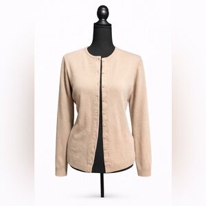 Benetton Pure Virgin Wool Cardigan Made in Italy Camel Button Sweater